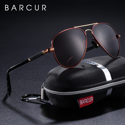 BARCUR Men Classic Pilot Sunglasses Polarized Aluminum Driving Sun glasses Luxury Shades UV400 Protection Eyewear ► Photo 1/6