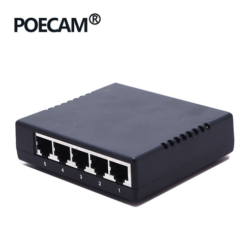 Ethernet 5port Passive POE Switch Hub 4port Powered over by 12V 24V Power 45/+ 78/- CCTV IP phone capacity 1G plastic shell OEM ► Photo 1/6