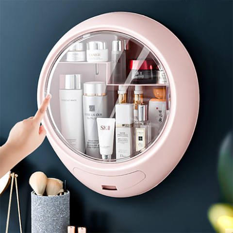 Wall-mounted Makeup Holder Round Cosmetic Storage Box Jewelry Organizer for Toner Cream Shelf Self-adhesive Makeup Storage She ► Photo 1/6