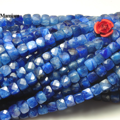 Mamiam A+ Blue Kyanite Faceted Square Beads 4mm Smooth Loose Round Stone Diy Bracelet Necklace Jewelry Making Gift Design ► Photo 1/3