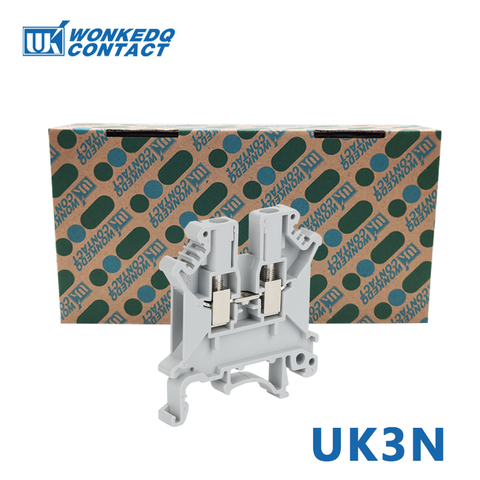 UK-3N Din Rail Terminal Blocks For Electrical Wiring Screw Terminal Connector Universal  Connector UK3N 100Pcs ► Photo 1/6