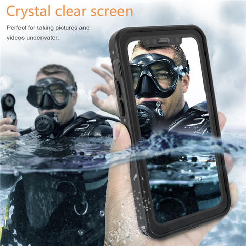 For iPhone 12 11 Pro Max Full Sealed Underwater Case for iPhone 12mini XR XS Max SE Waterproof Cases Shockproof Diving Cover ► Photo 1/6