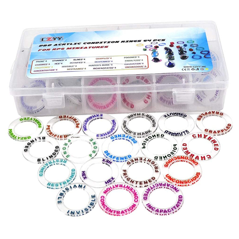 D&D Acrylic Condition Rings 72 PCS Status Effect Markers Box Great DM Gift for Dungeons & Dragons, Pathfinder and RPG Miniatures ► Photo 1/6