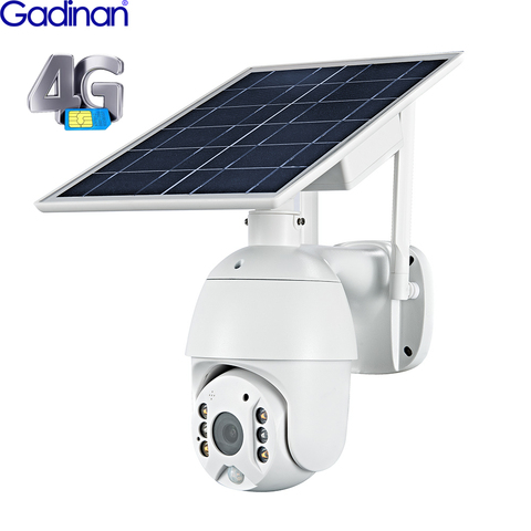 Gadinan 4G Solar IP Camera Two-Way Audio PTZ Dome Starlight Full Color IR Vision P2P Sim and SD Card AI PIR Detect Cloud Camera ► Photo 1/6