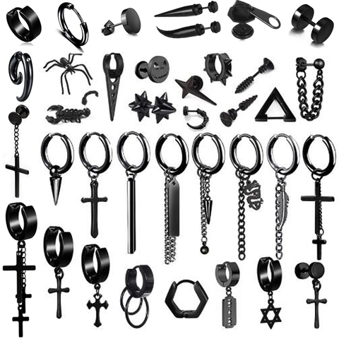 New Popular Collection 1 Pair Stainless Steel Ear Stud Cross Pendant Earrings For Men and Women Punk Gothic Jewelry Best Gift ► Photo 1/2