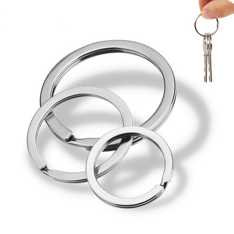 20pcs/lot Stainless Steel Key Chain Key Ring Round Flat Line key ring Keyrings Keychain Key Holder for Jewelry Making Wholesale ► Photo 1/6