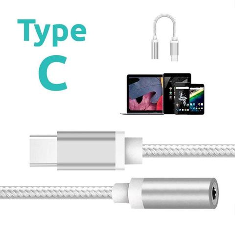 Weave Type C to 3.5mm Jack Earphone Cable Converter AUX Audio Cable USB Type C to 3.5 Earphone Adapter For HTC huawei iPhone ► Photo 1/6