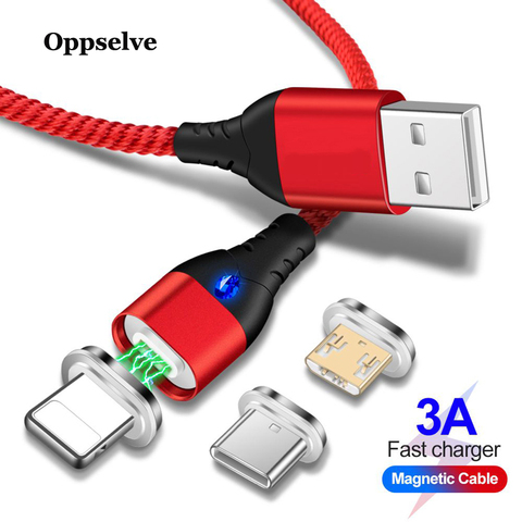 Oppselve Micro USB Charging Phone Android Data Cable Magnetic Fast Cable For iPhone Xiaomi Huawei Mobile Magnet Charger Wire 3A ► Photo 1/6