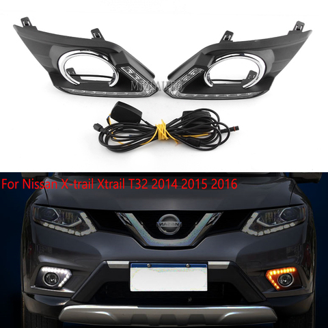 LED DRL fog lights For Nissan X-trail Xtrail T32 for Rogue SUV 2014 2015 2016 Daytime Running lights headlights foglights car ► Photo 1/6