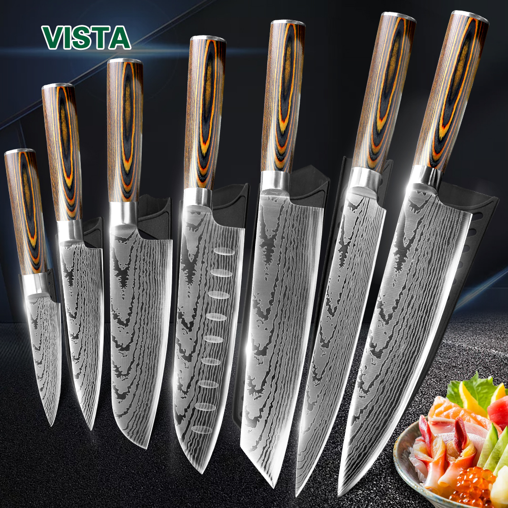 Professional Chef Knife Kitchen Knife Sharp Blade Cleaver Slicer Japanese  440C Steel Kitchen Knives Kitchen Tools Santoku Knife Cooking Cutter Meat