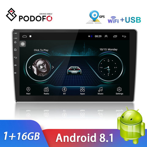 Podofo Android 10.1'' Car Stereo Radio Multimedia MP5 Player with Bluetooth WIFI GPS FM Radio Receiver Support Rear Camera ► Photo 1/6