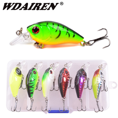 6pcs/lot Mixed Colors Fishing Lure Set Minnow Baits Kit Wobbler Crankbaits with Box Treble Hooks Fishing Tackle hard Bait ► Photo 1/6