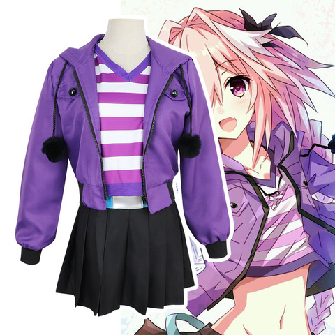 2XL Fate Apocrypha Astolfo Cosplay Costumes Pink Wig Women Purple Jacket Spring Coat For Halloween Party Costume ► Photo 1/1