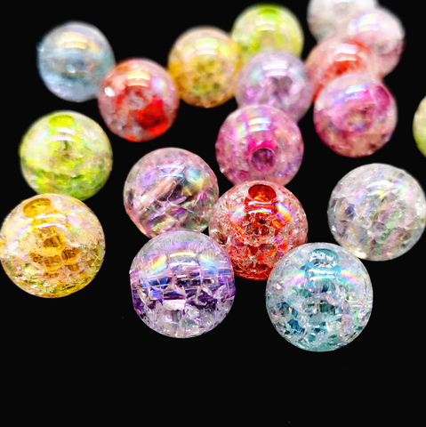 10 pcs 14mm Crackle Plating Beads High-Quality Acrylic Beads For Jewelry Making Necklaces Bracelets DIY ► Photo 1/6