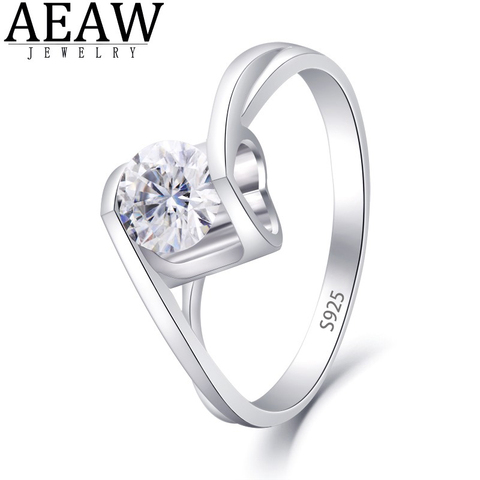 AEAW 0.4ct 4.5mm Round Cut EF VVS1 Moissanite 925 Silver Ring Diamond Test Passed Fashion Love Token Fashion Girlfriend Gift ► Photo 1/5