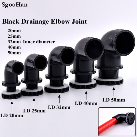 2~20pcs I.D 20~50mm Black PVC Pipe Aquarium Butt Fish Tank Drain Joints Home DIY Tube 90° Elbow Water Drainage Connectors ► Photo 1/6