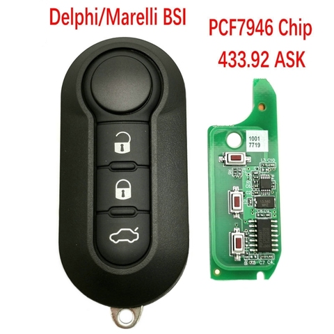 Datong World Car Remote Key For Fiat 500 Doblo Qubo Grande Punto 2006-2013 Delphi BSI System 433.92ASK PCF7946 Replace Smart Key ► Photo 1/6