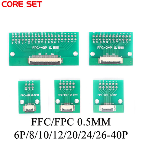 5pcs FPC FFC Cable 6 8 10 12 14 20 30 40 PIN 0.5mm pitch Connector SMT Adapter to 2.54 mm 1.0 inch pitch through hole DIP PCB ► Photo 1/6