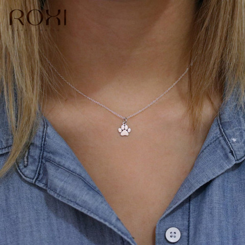 ROXI Cute Animal Paw Charm Choker Necklace 925 Sterling Silver Dog Cat Paw Pendant Necklace Women Jewelry Accessories Party Gift ► Photo 1/6