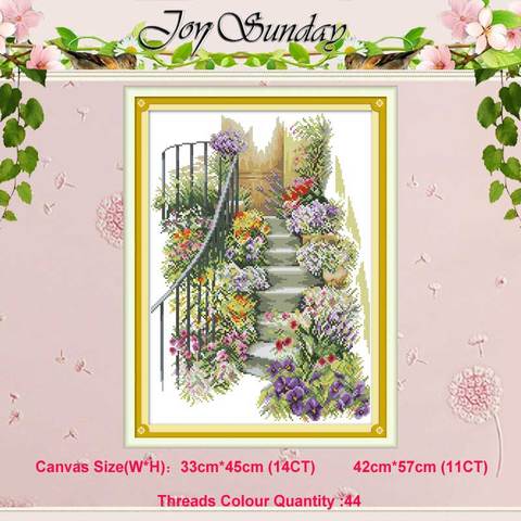Flower stairs patterns counted 11CT 14CT scenery Cross Stitch Sets DIY Chinese Cross-stitch Kit Embroidery Needlework Home Decor ► Photo 1/6