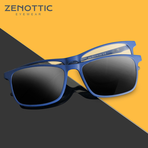 ZENOTTIC 2 in 1Polarized Sunglasses Magnetic Clip On Optical Glasses For Men Bendable Square Spectacl Clip On Shade Eyeglasses ► Photo 1/6