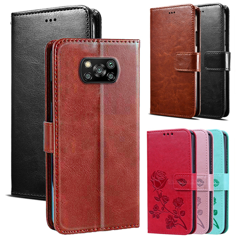 For Xiaomi Poco X3 Pro Case Protector Stand PU Leather Flip Black Back Cover For Poko Little X3 NFC чехол Phone Wallet Capa ► Photo 1/6