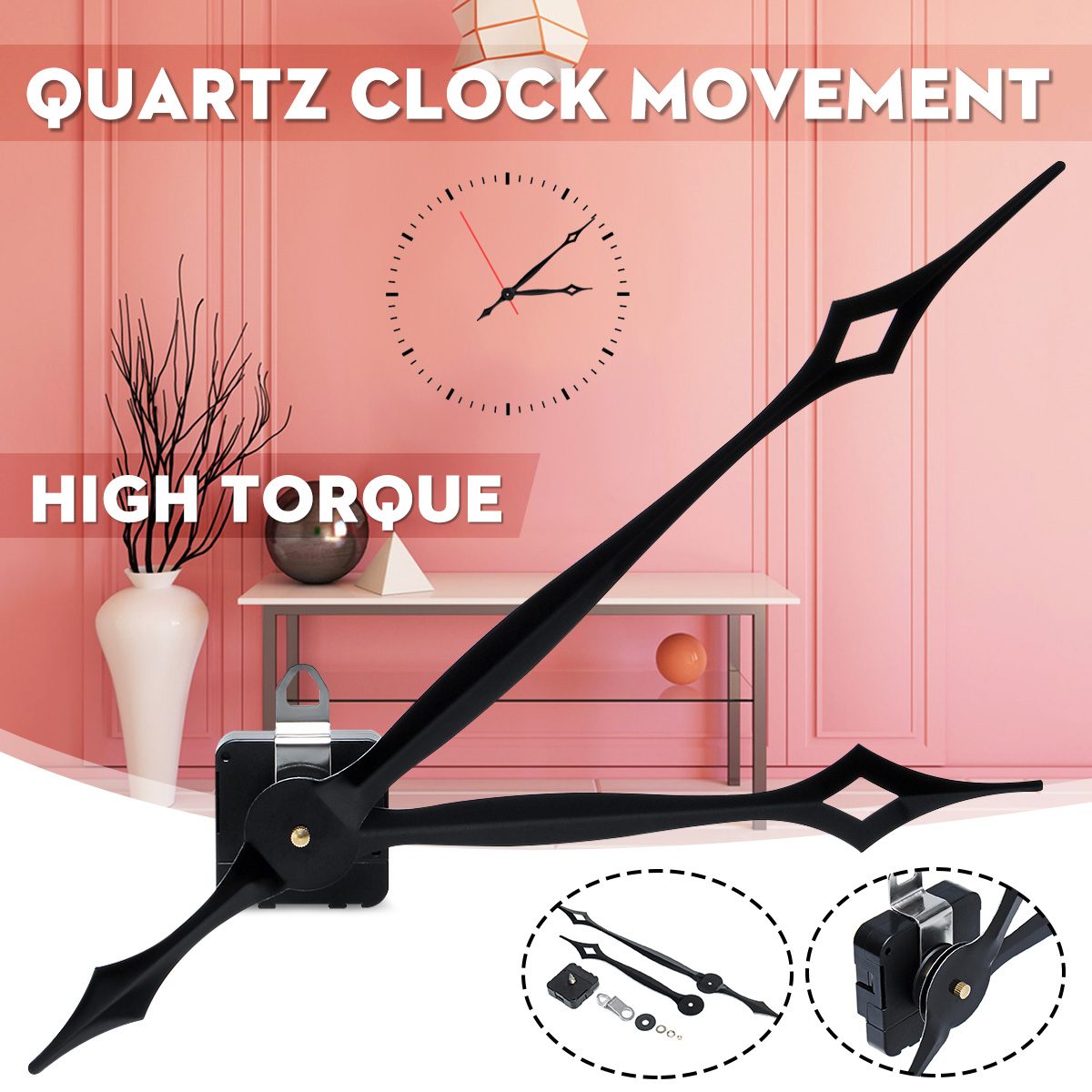 1.5 V DIY High Torque Quartz Controlled Clock Movement Motor Mechanism Kit 316MM Hour Minute Hands 17MM Shaft Length ► Photo 1/6
