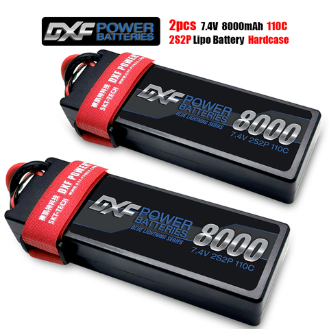 DXF 2PCS Lipo Battery 2S 7.4V 8000mAh 7000mAh 6500mAh 5200mAh 110C 220C 60C 120C 50C 100C Hardcase for RC 1/10 Buggy Truck Car ► Photo 1/6