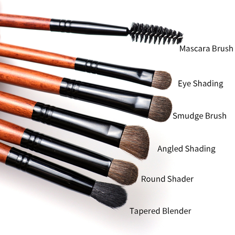 OVW 6pcs Pony/ Goat Hair Makeup Eye Shadow Brush Set Tapered Blending Brush Make up Brushes Natural Hair Pro Kit ► Photo 1/5