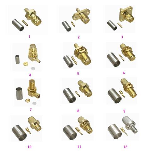 1Pcs SMA Female jack Crimp RG316 RG174 LMR100 / RG58 RG142 LMR195 / RG8X LMR240 / RG5 RG6 / RG8 LMR400 RF Adapter connector ► Photo 1/6