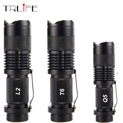 Portable Mini Q5/T6/L2 Aluminum Waterproof 3/5 Modes Zoomable Led Flashlight Torch Tactical light by 18650 and AA 14500 ► Photo 1/6
