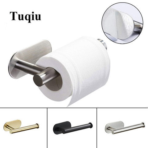 Toilet Paper Holder Nail Free Kitchen Paper Roll Holder Brushed Gold Stainless Steel Bathroom tissue Holder Tissue rack holders ► Photo 1/6