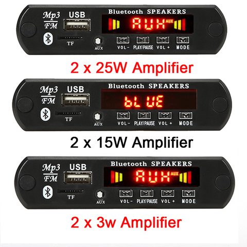 2*15W/2*25W Amplifier MP3 Player Bluetooth Decoder Board 12V Bluetooth 5.0 50W amplifier Car FM Radio Module Support TF USB AUX ► Photo 1/6