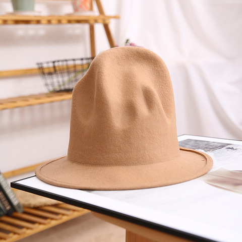 Fedora Hat For Women Men 100% Australian Wool Felt Wide Brim Hat Vintage Jazz Fedora Hat Couple Cap Winter Chapeau Femme ► Photo 1/6