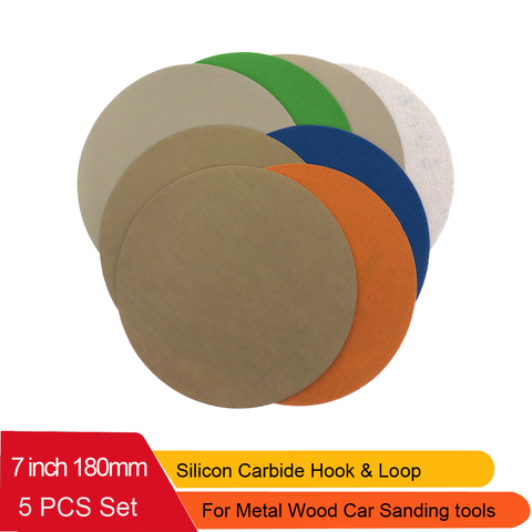 5 pcs 7 Inch 180mm Waterproof Sanding Discs Hook & Loop Silicon Carbide Sandpaper Wet/Dry3000 to 10000 Grit for Polishing ► Photo 1/6