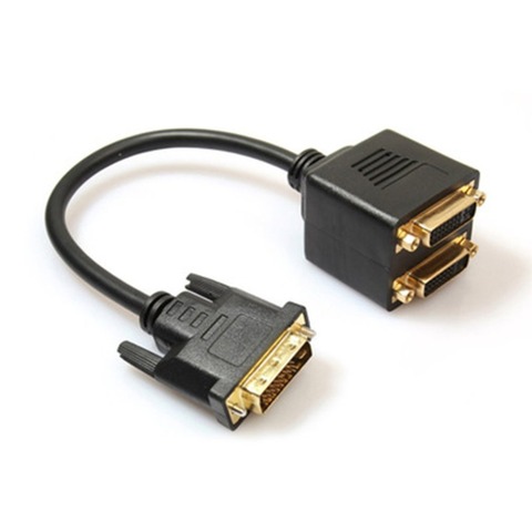 Portable Size DVI Splitter Adaptor DVI-D Male to Dual 2 DVI-I Female Video Y Splitter Cable Adapter Cable ► Photo 1/3