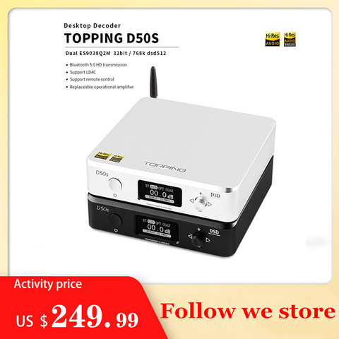 TOPPING D50s ES9038Q2M*2 DAC Bluetooth 5.0 LDAC D50 DSD512 32Bit/768kHz Hi-Res Audio HIFI Decoder ► Photo 1/6