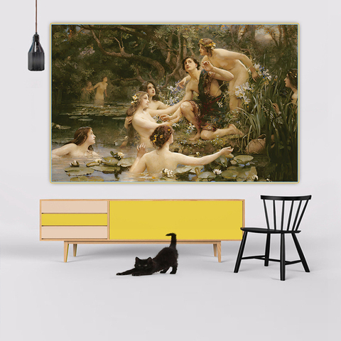 Citon Henrietta Rae《Hylas And The Water Nymphs》Canvas Oil Painting Artwork Poster Picture Wall Decor Home Living Room Decoration ► Photo 1/5