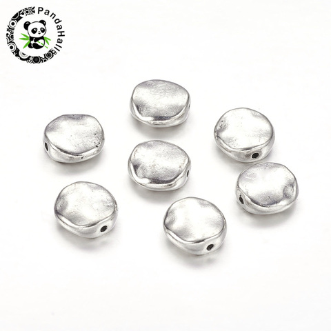 pandahall 20/50pcs Tibetan Nuggets Alloy Flat Round Bead Charms Spacer for Jewelry Bracelet Necklace Making ► Photo 1/6