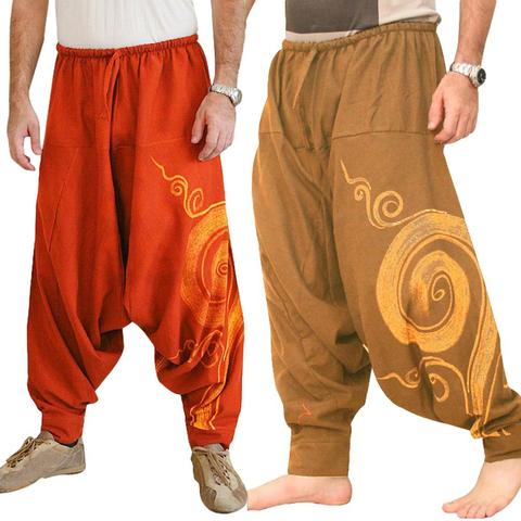 Men Casual Harem Pants Summer Yoga Baggy Aladdin Hippie Spiral Print Trousers ► Photo 1/6