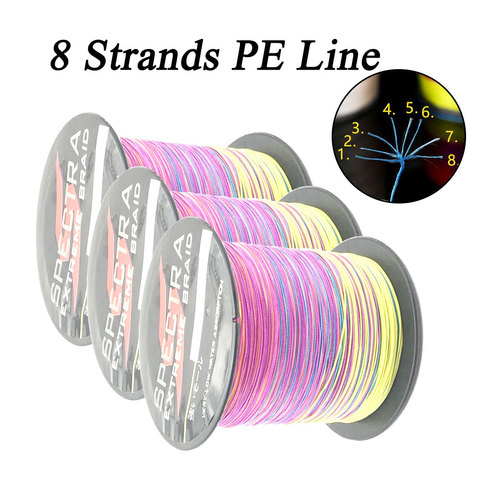 8 Strands 100M 300M 500M 1000M Multicolor PE Braid Fishing Line Multifilament Saltwater Fishing Weave Super Power Fishing Tackle ► Photo 1/6