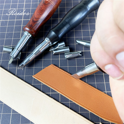 RCIDOS leather creaser cold work Sandalwood handle,leather side embossing handle tips ► Photo 1/6