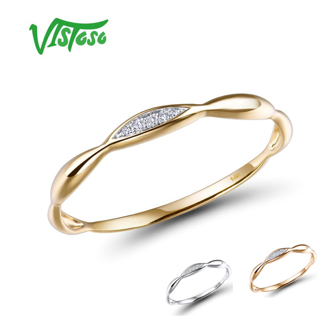 VISTOSO Gold Rings For Women Genuine 14K Yellow/White Gold Ring Shiny Diamond Promise Engagement Rings Anniversary Fine Jewelry ► Photo 1/6