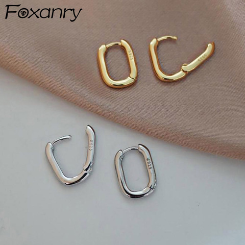 Foxanry Prevent Allergy 925 Sterling Silver Stud Earrings France Fashion Vintage Handmade U-Shape Circle Bride Jewelry Gifts ► Photo 1/6
