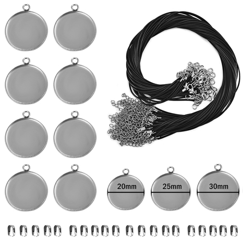 20pcs/Lot Stainless Steel 20/25/30mm Round Pendant Cabochon Base Settings Blank Tray For Necklace Jewelry Making DIY ► Photo 1/6