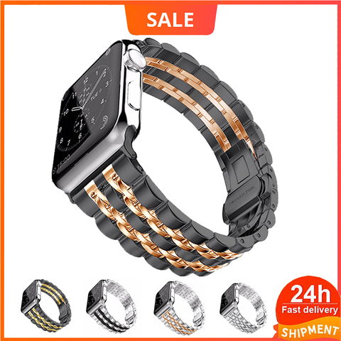 Watch strap for Apple Watch 6 5 4 44mm 40mm BandReplacement Bands Stainless Steel Link bracelet for iwatch 38mm 42mm wrist strap ► Photo 1/6