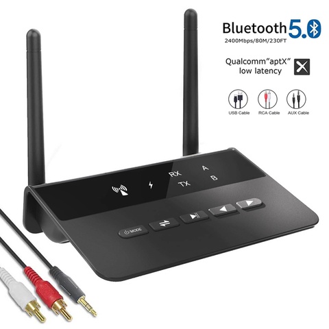 Bluetooth 5.0 80M lossless Aptx Low Latency RCA Aux Stereo Audio Transmitter Receiver Wireless  TV Music Adapter ► Photo 1/6