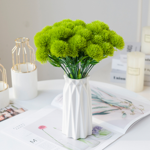 5 Pieces Cheap Artificial Flowers Green Plastic Dandelion Vases for Home Decor Wedding Bridal Accessories Clearance Fake Plants ► Photo 1/1