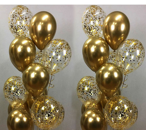 15pcs Metal Chrome Gold Silver Balloons Confetti Set Rose Gold Party Birthday Wedding Decorations New Year Decor Helium Globos ► Photo 1/1