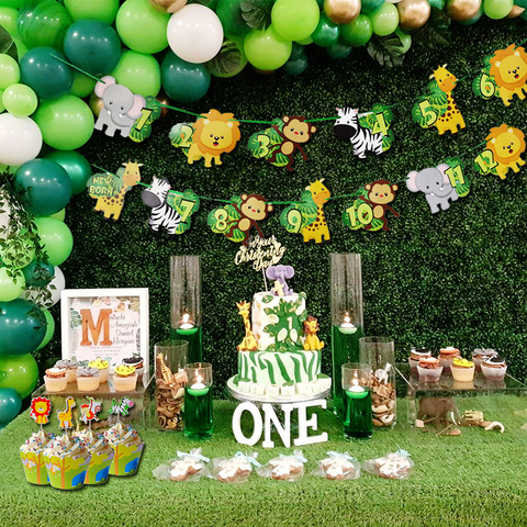 1-12 Month Photo Banner Jungle Animal Theme 1st Birthday Party Jungle Party  Decorations Photo Clips One Year Old Party Supplies - Price history &  Review | AliExpress Seller - WEIGAO Official Store 